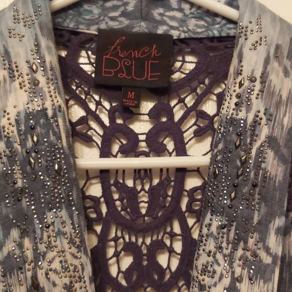 FRENCH BLUE 
BLAZER / JACKET w/LACE BACK BEAUTIFUL - Picture 6 of 8